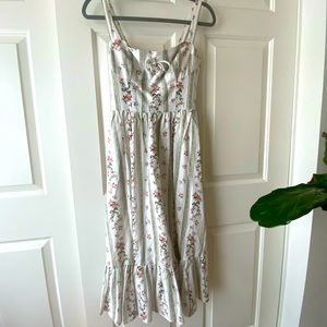 Reformation Linen Dress - Maegan Midi Dress in Heath